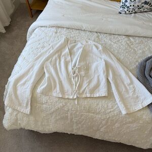 White Tie-Front Blouse 100% cotton